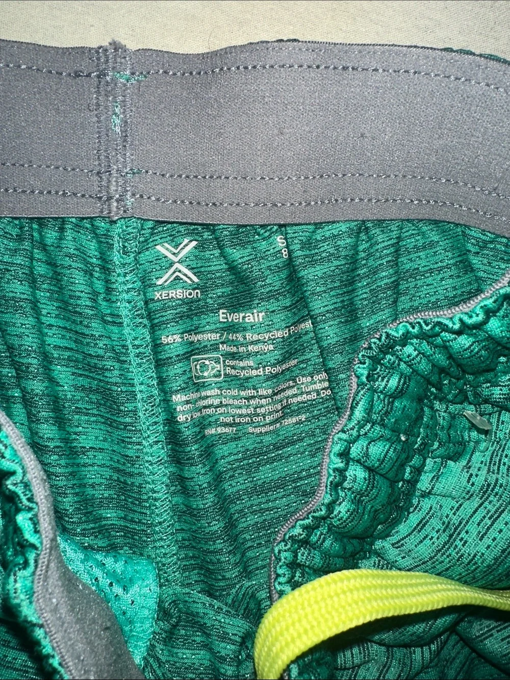 Kids Size 8 Xersion Green Athletic Shorts with Neon Drawstring